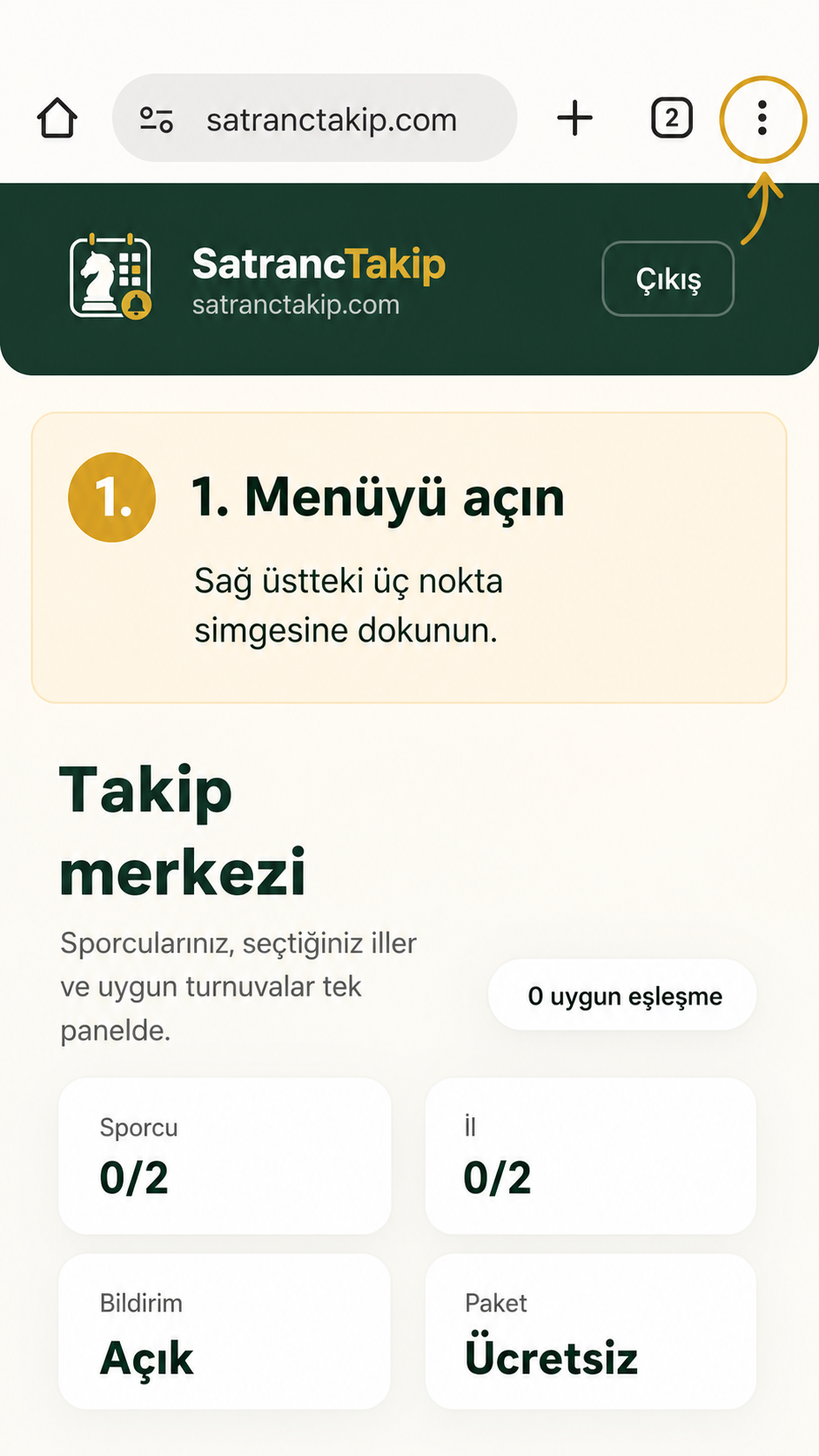 Adım 1: Chrome'da sağ üstteki üç nokta menüsüne dokunun