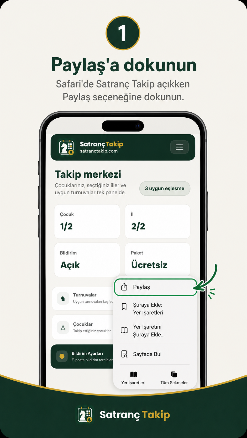 Adım 1: Safari'de Paylaş ikonuna dokunun