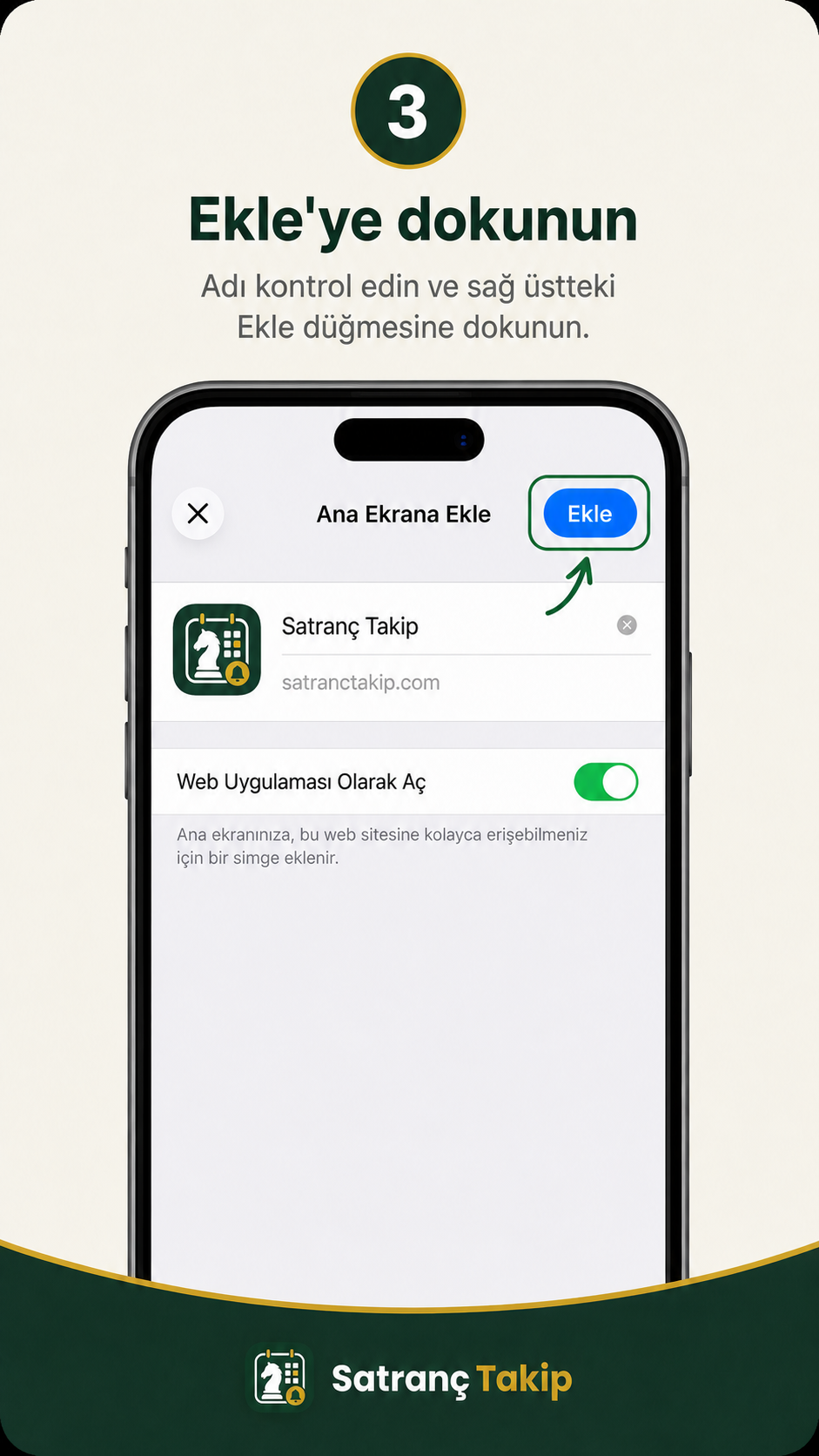 Adım 3: Sağ üstte Ekle'ye dokunun